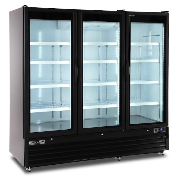 Maxx Cold Triple Glass Door Merchandiser Refrigerator, Large, 81 in.W, 73 cu. ft., in Black MXGDM-73RBHC - main